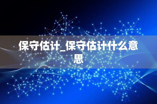 保守估计_保守估计什么意思