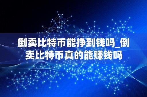 倒卖比特币能挣到钱吗_倒卖比特币真的能赚钱吗