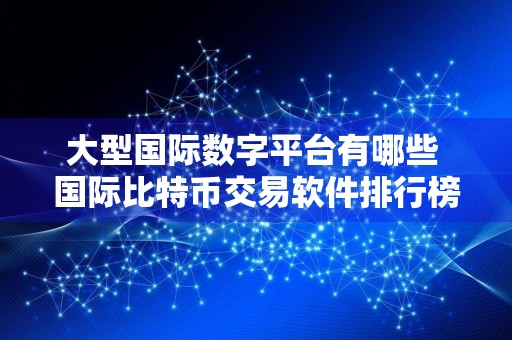 大型国际数字平台有哪些 国际比特币交易软件排行榜