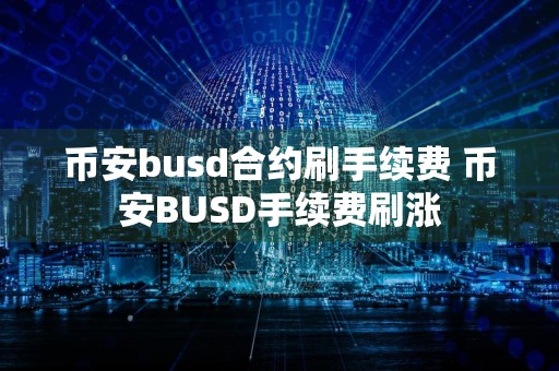 币安busd合约刷手续费 币安BUSD手续费刷涨