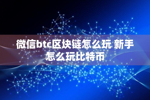 微信btc区块链怎么玩 新手怎么玩比特币