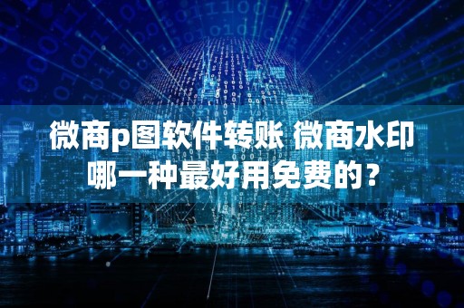 微商p图软件转账 微商水印哪一种最好用免费的？