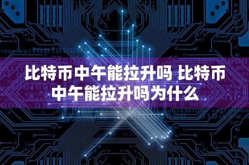 比特币中午能拉升吗 比特币中午能拉升吗为什么
