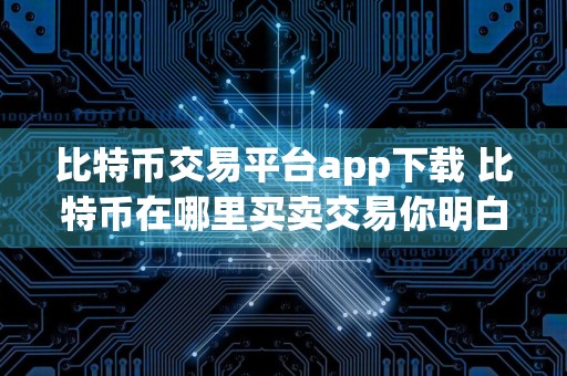 比特币交易平台app下载 比特币在哪里买卖交易你明白了吗