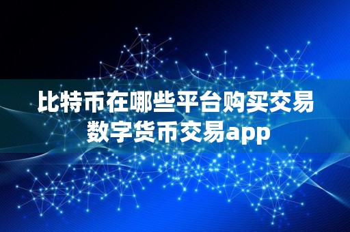 比特币在哪些平台购买交易 数字货币交易app