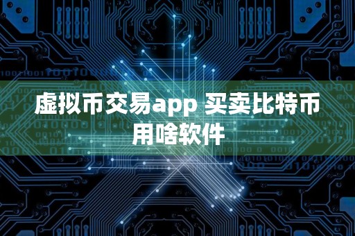 虚拟币交易app 买卖比特币用啥软件