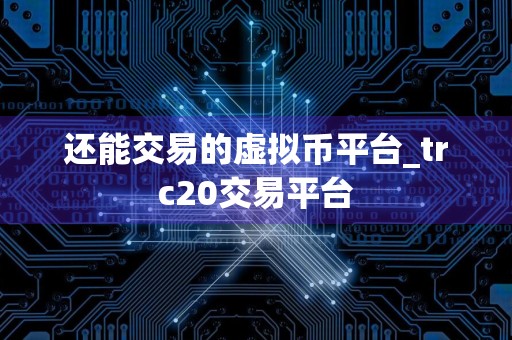 还能交易的虚拟币平台_trc20交易平台